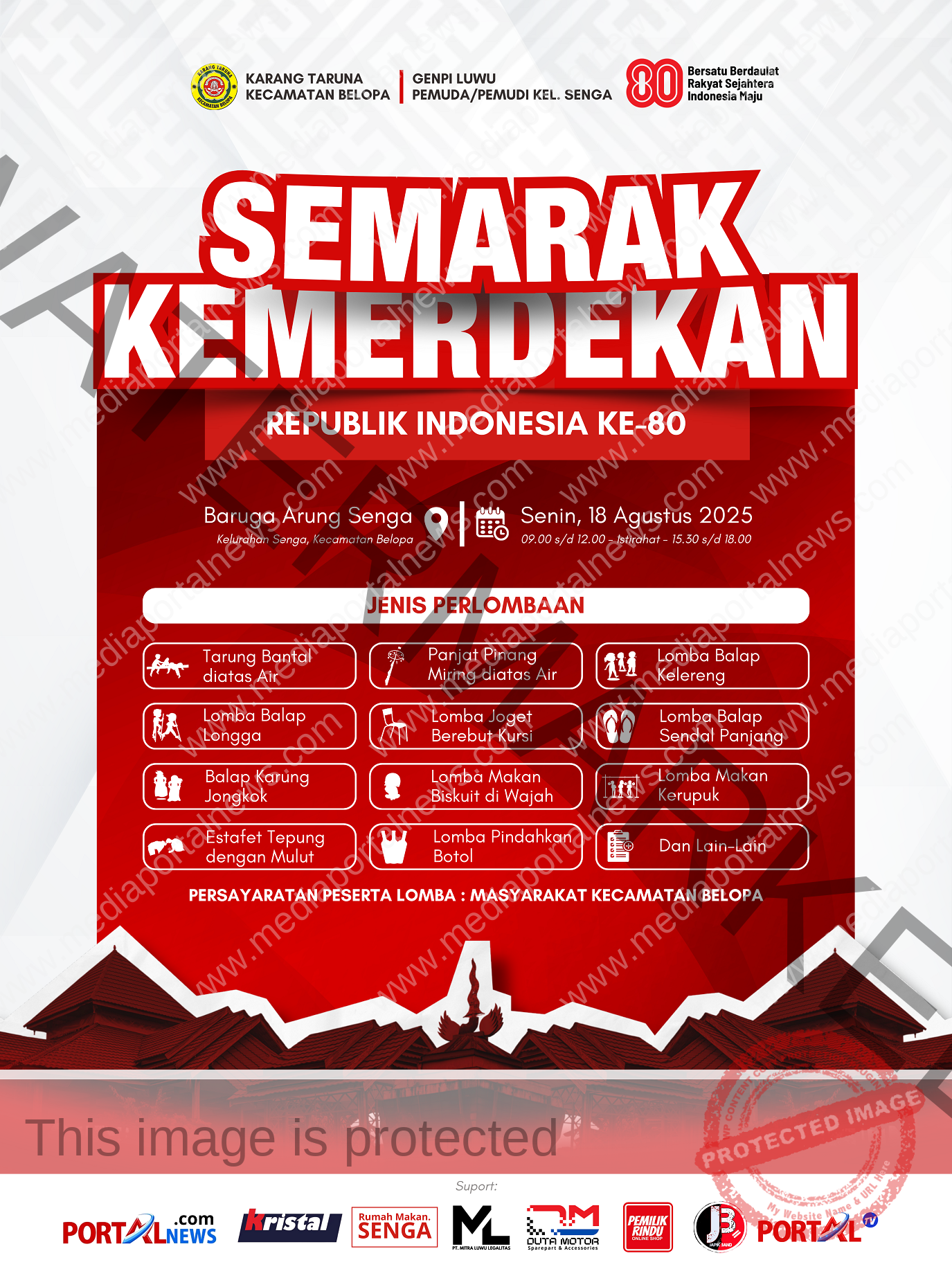 Semarakkan HUT RI KE-80, Warga Kabupaten Luwu Gelar Lomba Rakyat