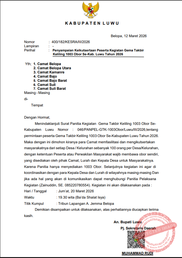 Soal Gema Takbir Keliling 1003 Obor, Ajis Portal : Kami Panitia Siapkan Door Prize Buat Peserta 3 PENYAMPAIAN PAWAI OBOR 2026